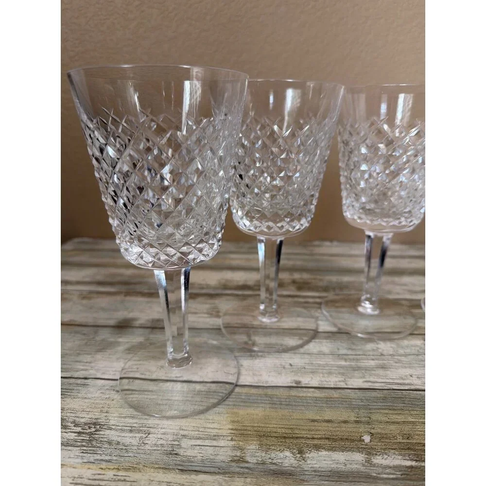 Set of 6 Waterford Crystal ALANA 7" Water Goblets Gothic Mark Vintage - Picture 13 of 16